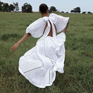 Joslin Julianna Cotton Lace Ramie Maxi Dress